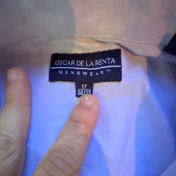 Men's Oscar de la Renta Dress Shirt, Purple, Size 17 34/35 Button Down Cotton - Picture 5 of 7